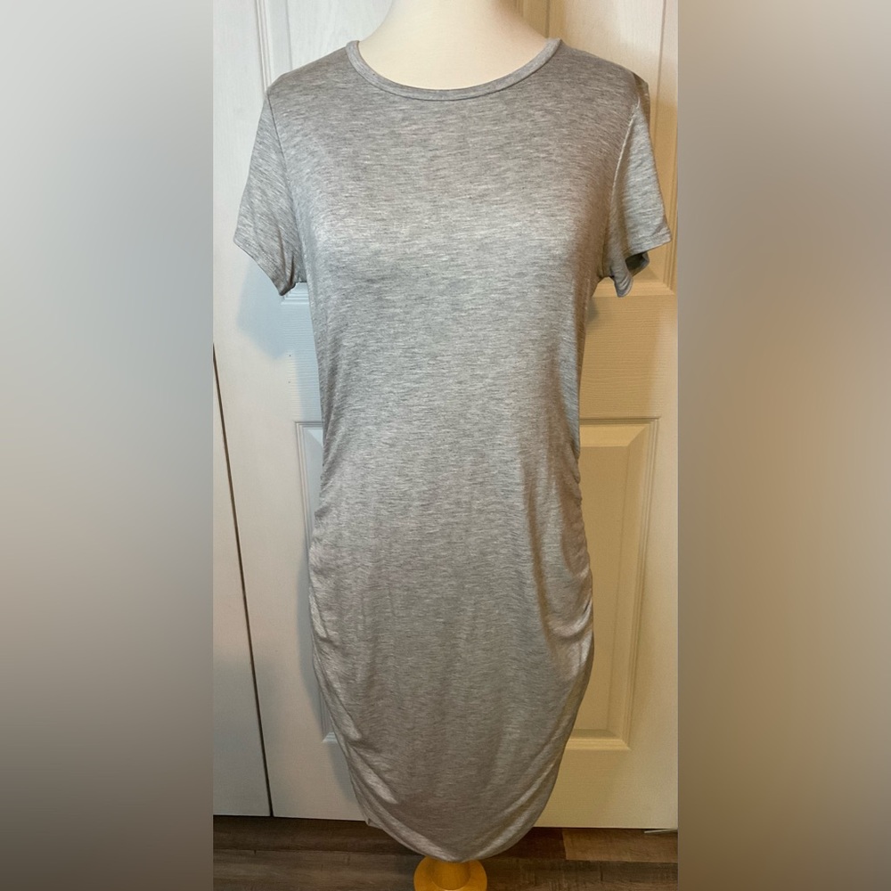 Antistar Soft Gray Ruched Short Sleeve‎ Dress Size Medium